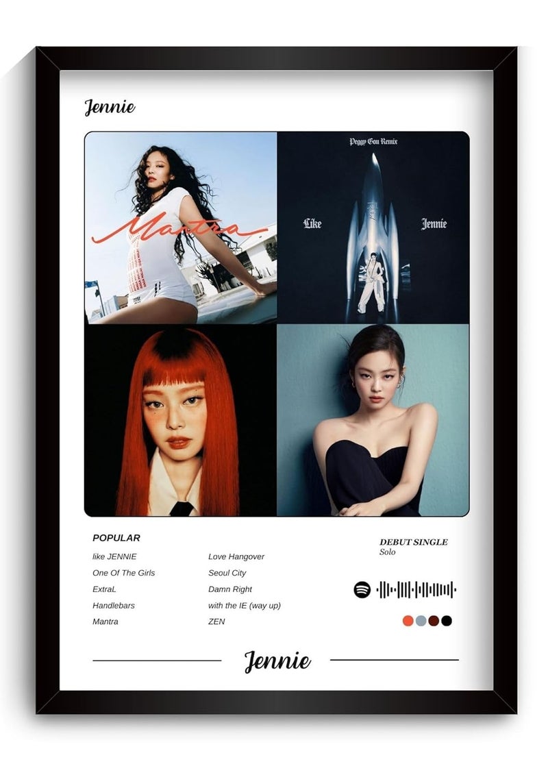 Funk You Store Jennie Poster | BlackPink Framed A4 Poster | Mantra, Like Jennie, ExtraL, Solo | Sleek Aesthetic Frame for Wall, Room Decor, Gifting, Study Table (Jennie) - Image 1