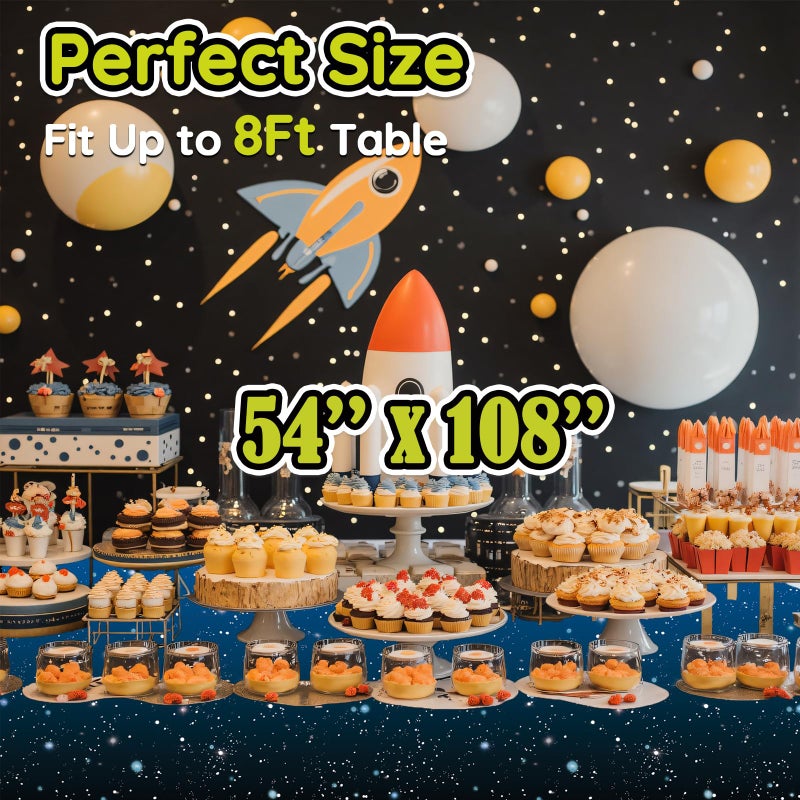 Vusnud 3 Packs - Space Tablecloth, Galaxy Themed Plastic Table Cover, Disposable Plastic Star Party Table Cover, 54â€™â€™ x 108â€™â€™, Fit for 8 Ft Table, for Home Decoration - Image 3