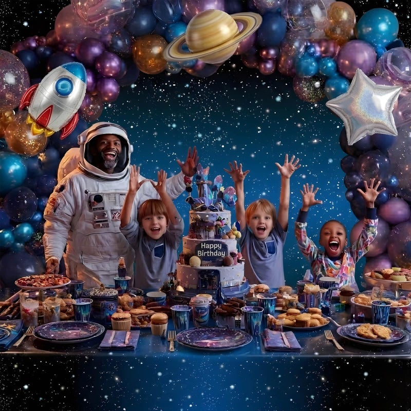 Vusnud 3 Packs - Space Tablecloth, Galaxy Themed Plastic Table Cover, Disposable Plastic Star Party Table Cover, 54â€™â€™ x 108â€™â€™, Fit for 8 Ft Table, for Home Decoration - Image 2