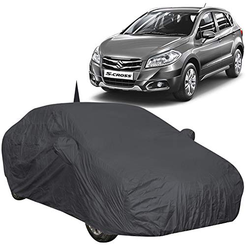 The Autostory 190 Taffeta Water Resistant Car Body Cover Compatible with Maruti SCross with Mirror & Antenna Pockets (Grey/Navy Blue) - Image 1