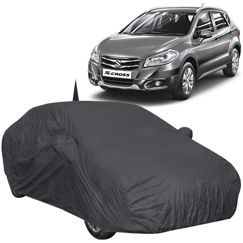 The Autostory 190 Taffeta Water Resistant Car Body Cover Compatible with Maruti SCross with Mirror & Antenna Pockets (Grey/Navy Blue) - Image 5