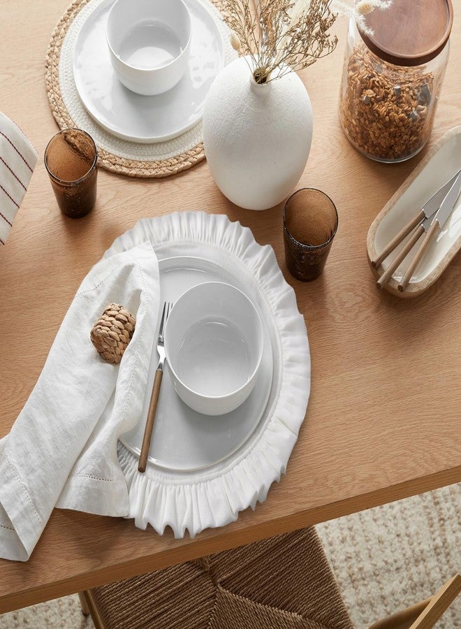 Opexscal 16.5 Inch Velvet Round Placemat with Ruffle for Dining Table Outdoor Placemats Non-Slip Washable for Gathering, Occasional Decoration and Family Parties Celebrations Set of 4, White - Image 5