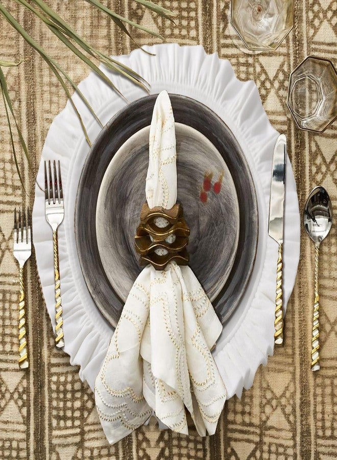 Opexscal 16.5 Inch Velvet Round Placemat with Ruffle for Dining Table Outdoor Placemats Non-Slip Washable for Gathering, Occasional Decoration and Family Parties Celebrations Set of 4, White - Image 1