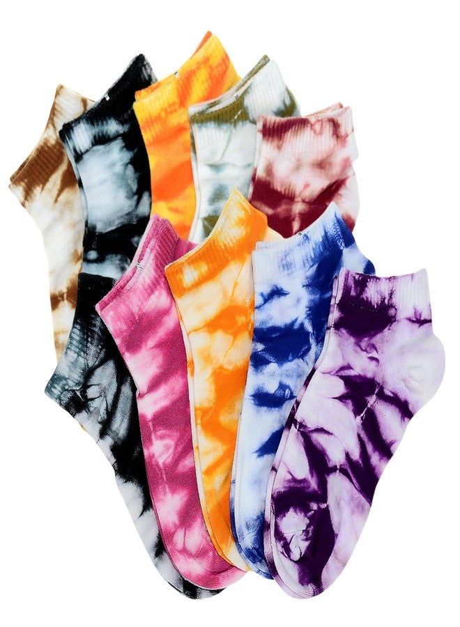 manipepe 10 Pairs Women Cotton Tie Dye Socks Ankle Socks Low-Cut Socks Novelty No-Show Socks - Image 4