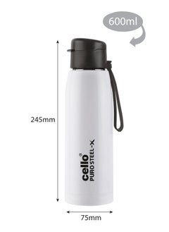 Cello Puro Steel-X Cooper Water Bottle, 600ml, White, Ideal for Gym, Office, Travel  - Image 3