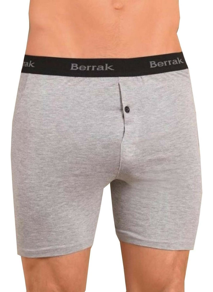 Berrak - 10 Pieces Gray Color Buttoned Lycra Boxer - Image 1