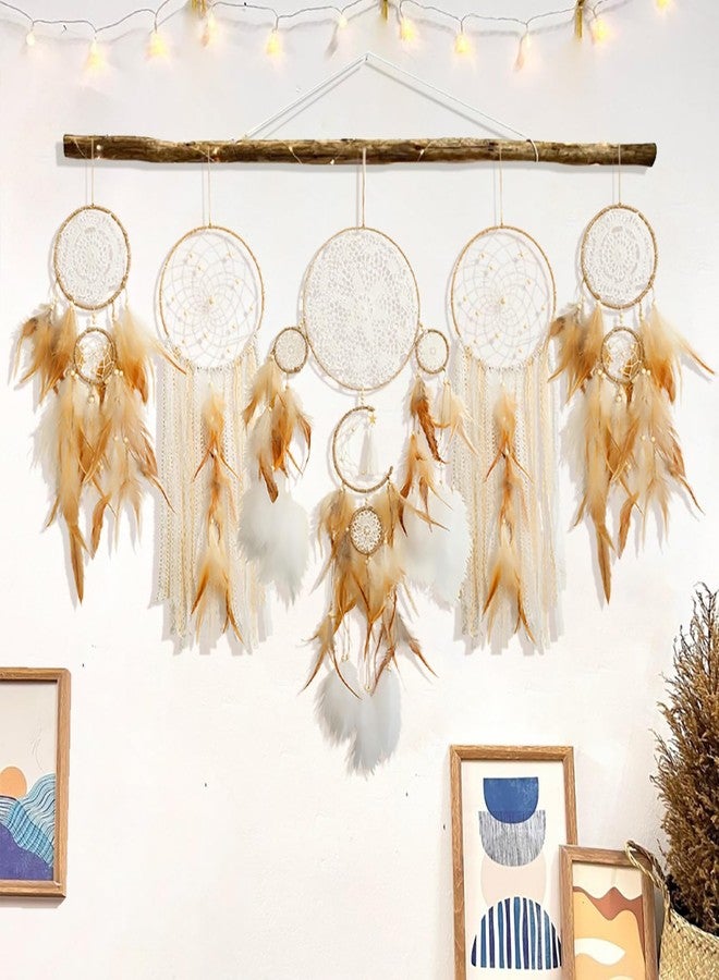 Artilady Dream Catcher Boho Macrame Wall Art - 31" Large Feather Dreamcatchers for Bedroom Moon Wall Decor by Native American for Women, Teen Girls - Image 3