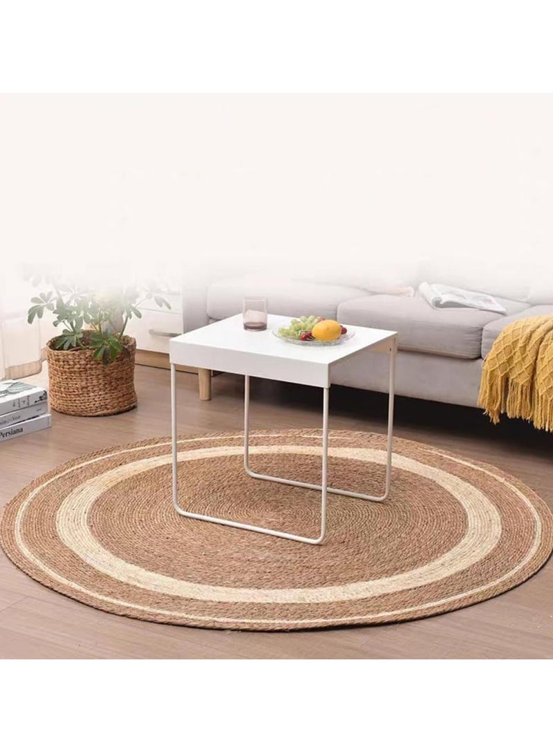 سجادة مستديرة من الجوت الطبيعي - سجادة دائرية منسوجة يدويًا صديقة للبيئة للاستخدام الداخلي والخارجي - سجادة أرضية متينة مصنوعة يدويًا (متوفرة بمقاس 150 سم و200 سم) - Image 2