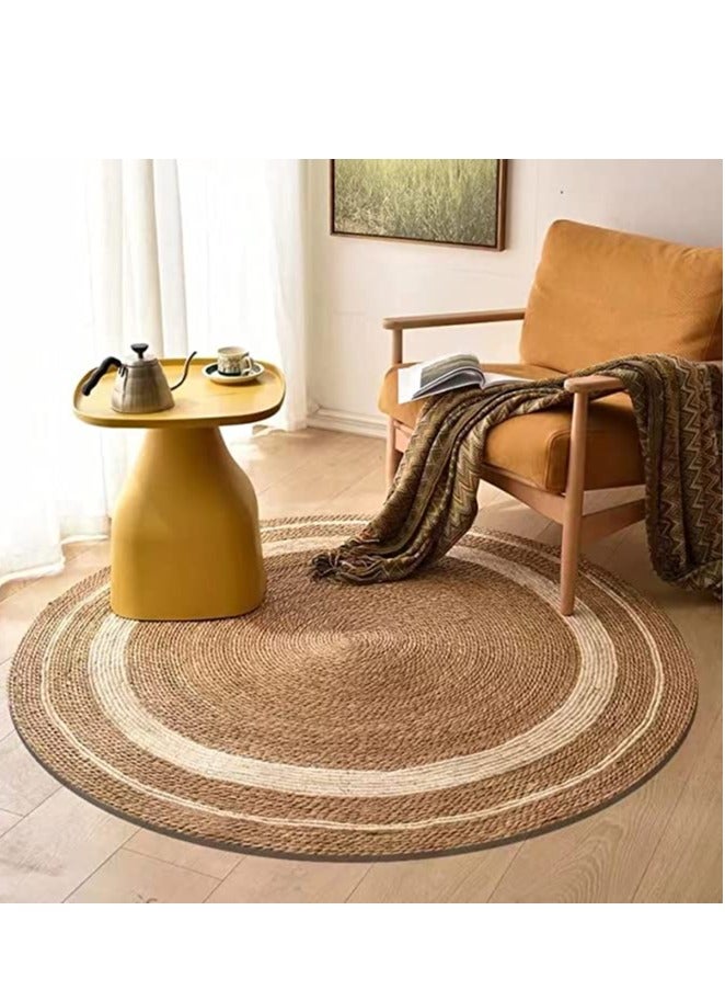 سجادة مستديرة من الجوت الطبيعي - سجادة دائرية منسوجة يدويًا صديقة للبيئة للاستخدام الداخلي والخارجي - سجادة أرضية متينة مصنوعة يدويًا (متوفرة بمقاس 150 سم و200 سم) - Image 4
