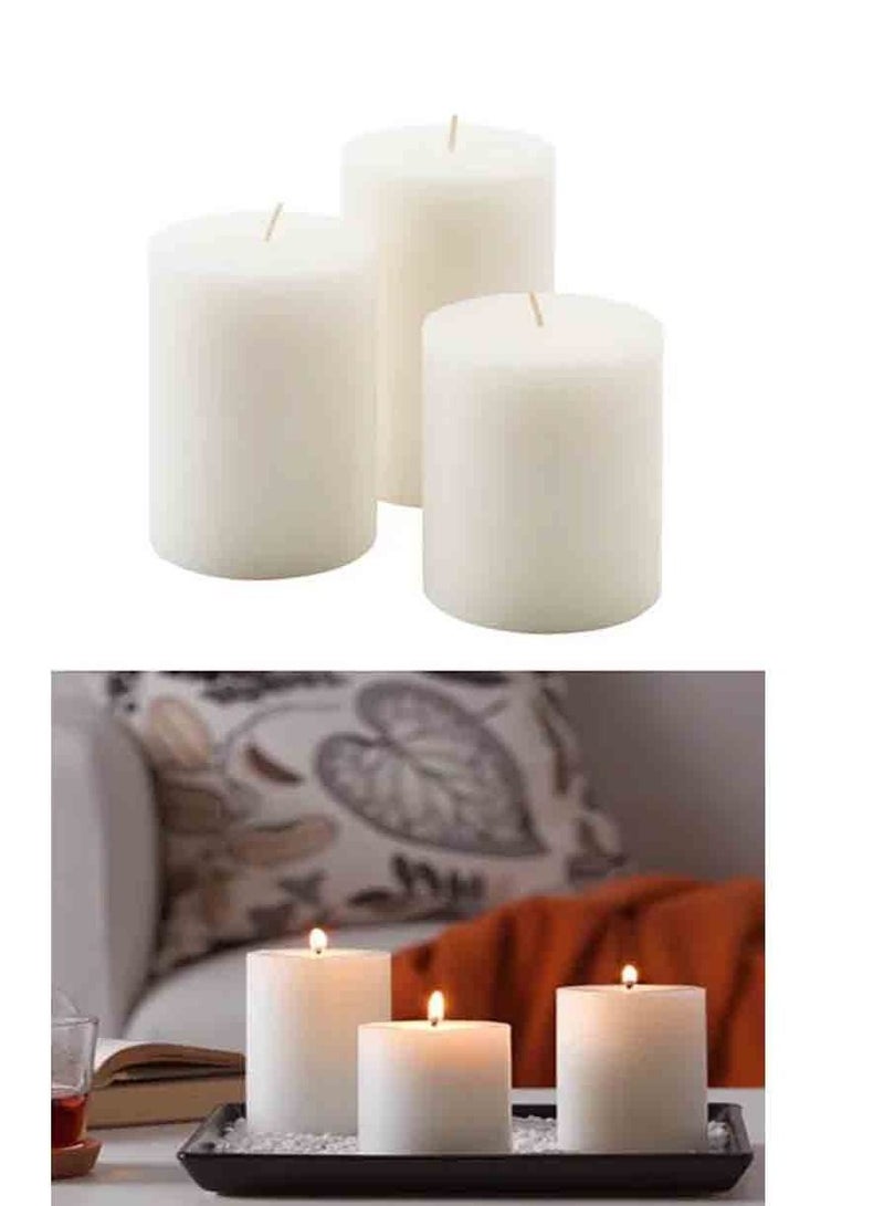 Set of 3 white candles