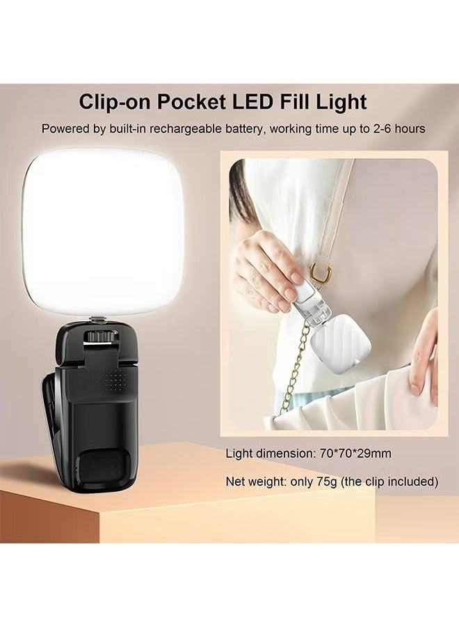 Clip-on Selfie Light for Phone - Portable Ring Light LED Pocket Video Light for iPhone Tablet Laptop Computer Camera, Mini Rechargeable Photo Fill Light for Video Conference Live Stream Tiktok Makeup  - Image 3