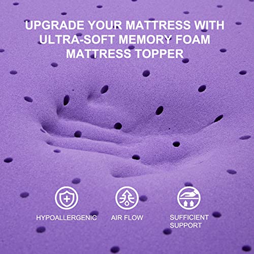SINWEEK 3 Inch Gel Memory Foam Mattress Topper Ventilated Soft Pressure Relieve Mattress Pad, Breathable Bed Topper, CertiPUR-US Certified, Queen Size - Image 2
