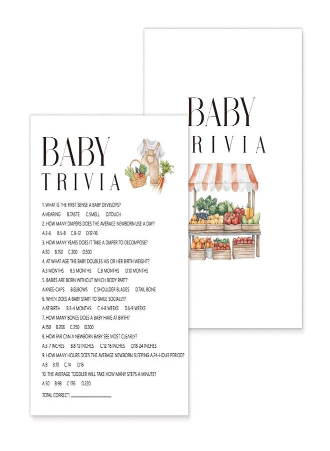 Kqfdr Locally Grown Baby Shower Games - Baby Trivia Card Set | Farmers Market Theme Ice Breaker Activities for Parents-to-Be (5" x 7" 25pcs) A02 - Image 1