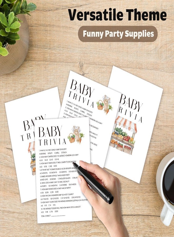Kqfdr Locally Grown Baby Shower Games - Baby Trivia Card Set | Farmers Market Theme Ice Breaker Activities for Parents-to-Be (5" x 7" 25pcs) A02 - Image 3