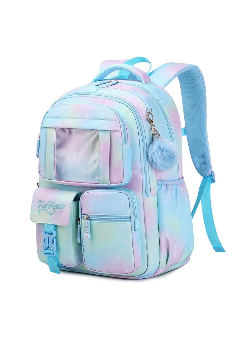 Backpack for Kids, School Bag for Girls Lightweight & Multi Compartment School Bag for Teenagers Water Resistant & Large Capacity School Bag (Blue) - Image 1