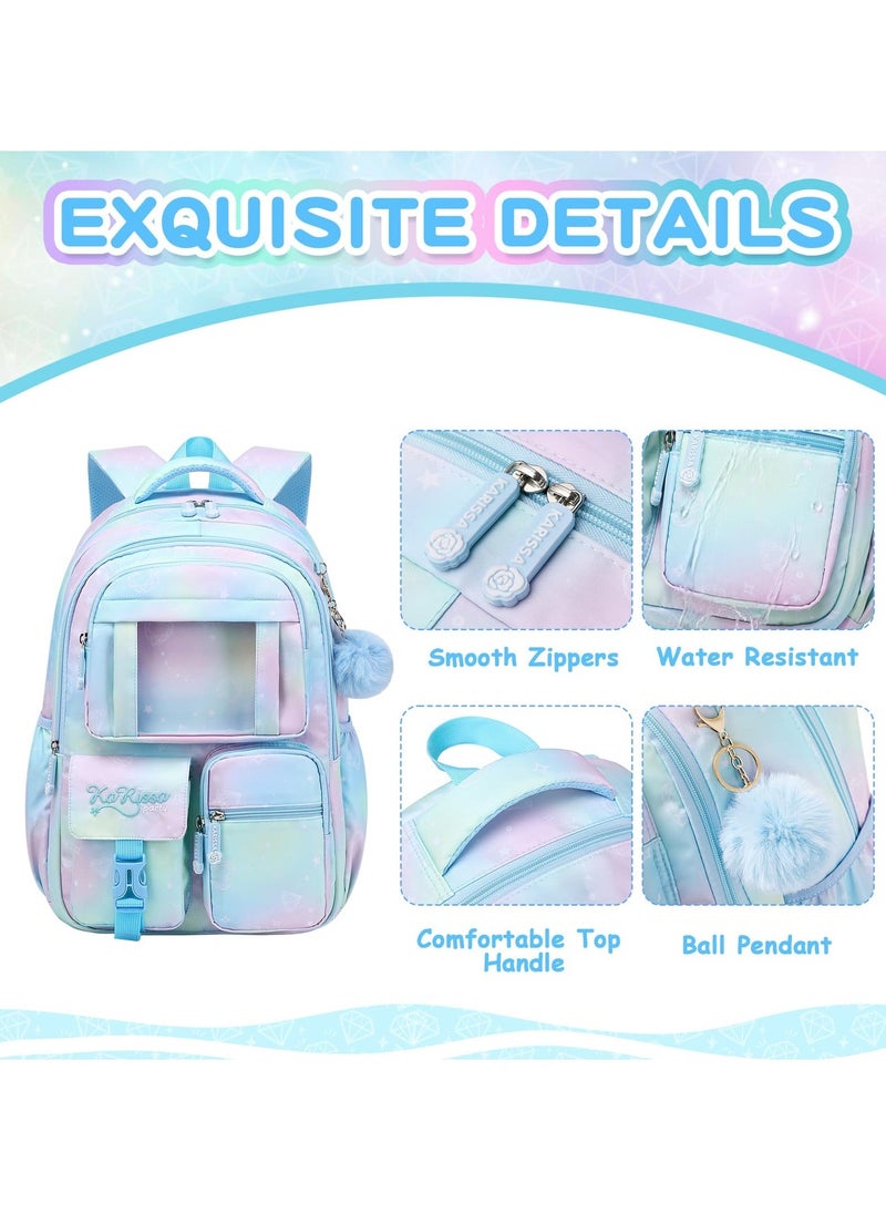 Backpack for Kids, School Bag for Girls Lightweight & Multi Compartment School Bag for Teenagers Water Resistant & Large Capacity School Bag (Blue) - Image 4