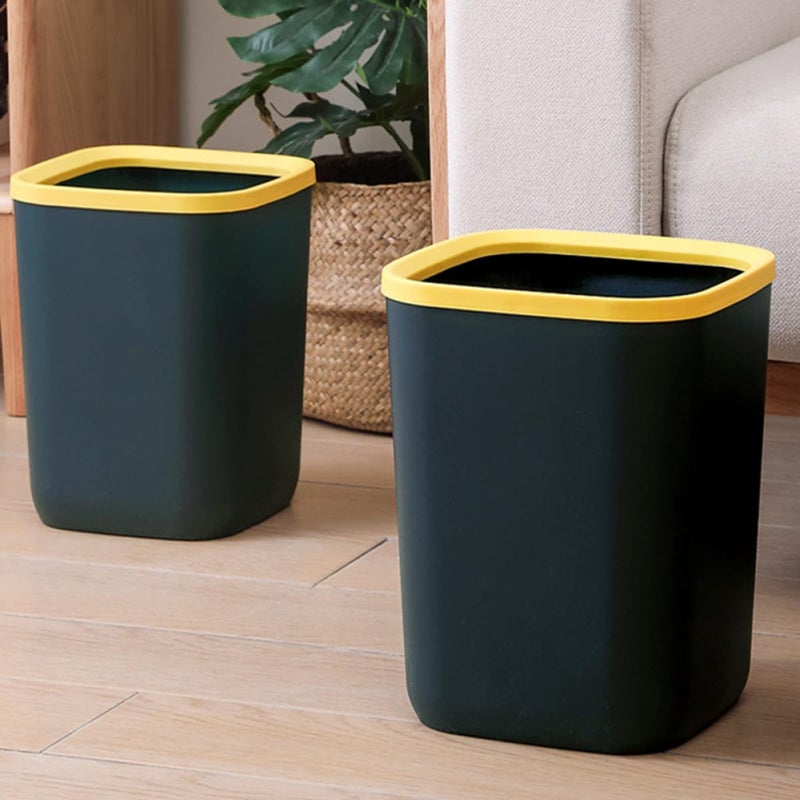Square Trash Can 10L Large Capacity with Pressing Ring Dark Blue Plastic Kitchen Bathroom Office Bin - Image 5