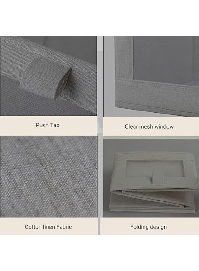 DUNISO 4 Pcs Foldable Closet Storage Organizer，Visible Wardrobe Drawer Organizers，Washable Clothes Storage Basket，for Baby Clothes,Bra,Scarves,Belt,Tie，Grey - Image 3