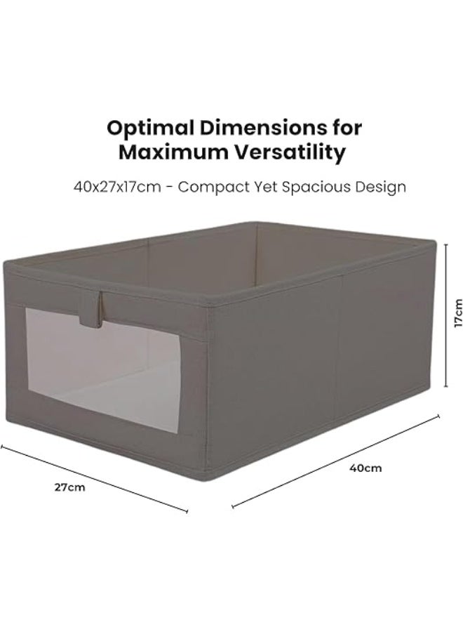 DUNISO 4 Pcs Foldable Closet Storage Organizer，Visible Wardrobe Drawer Organizers，Washable Clothes Storage Basket，for Baby Clothes,Bra,Scarves,Belt,Tie，Grey - Image 2