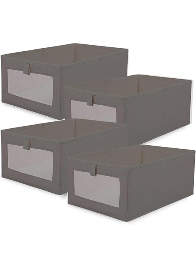 DUNISO 4 Pcs Foldable Closet Storage Organizer，Visible Wardrobe Drawer Organizers，Washable Clothes Storage Basket，for Baby Clothes,Bra,Scarves,Belt,Tie，Grey - Image 5