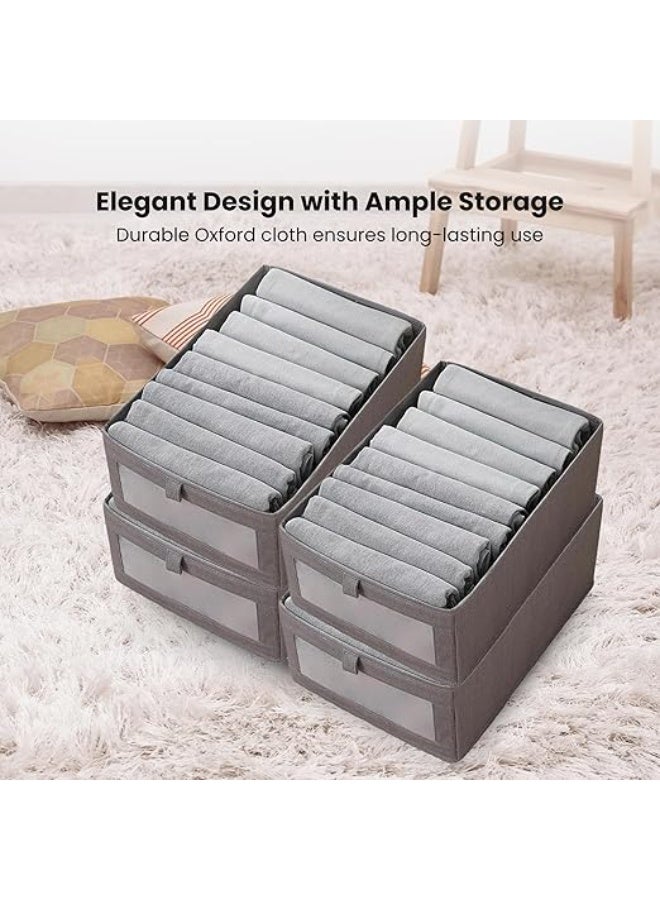 DUNISO 4 Pcs Foldable Closet Storage Organizer，Visible Wardrobe Drawer Organizers，Washable Clothes Storage Basket，for Baby Clothes,Bra,Scarves,Belt,Tie，Grey - Image 4