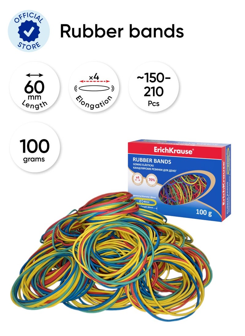 ErichKrause - Rubber bands diameter 40 mm/length 60 mm, assorted (box 100 g) - Image 1