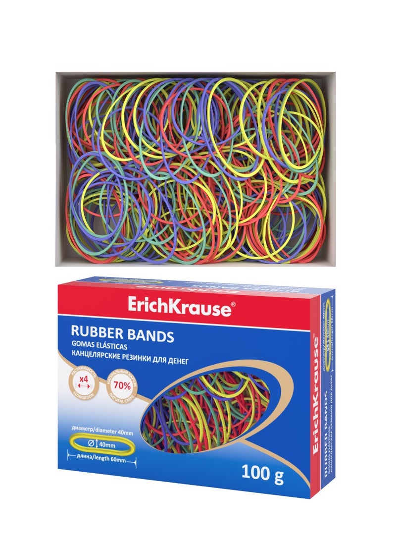 ErichKrause - Rubber bands diameter 40 mm/length 60 mm, assorted (box 100 g) - Image 1