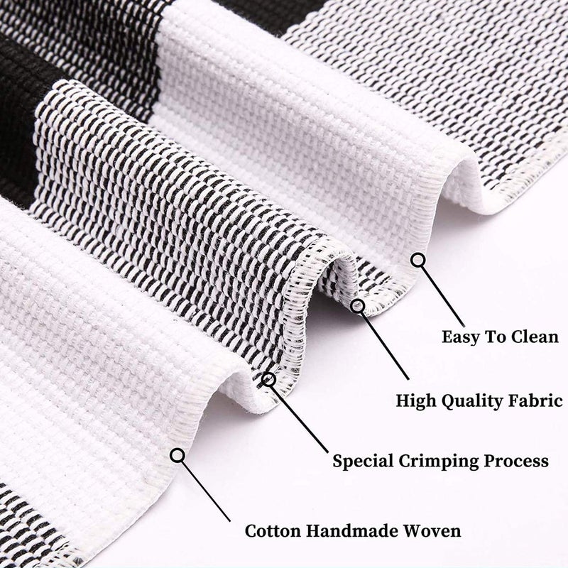 KILOCOCO 4x6 Buffalo Plaid Checkered Rug Outdoor Indoor Black and White Rugs Front Door Rug Low Pile Cotton Washable Front Porch Rugs Layered Doormats for Living Room Bedroom Kitchen Farmhouse Entry - Image 4