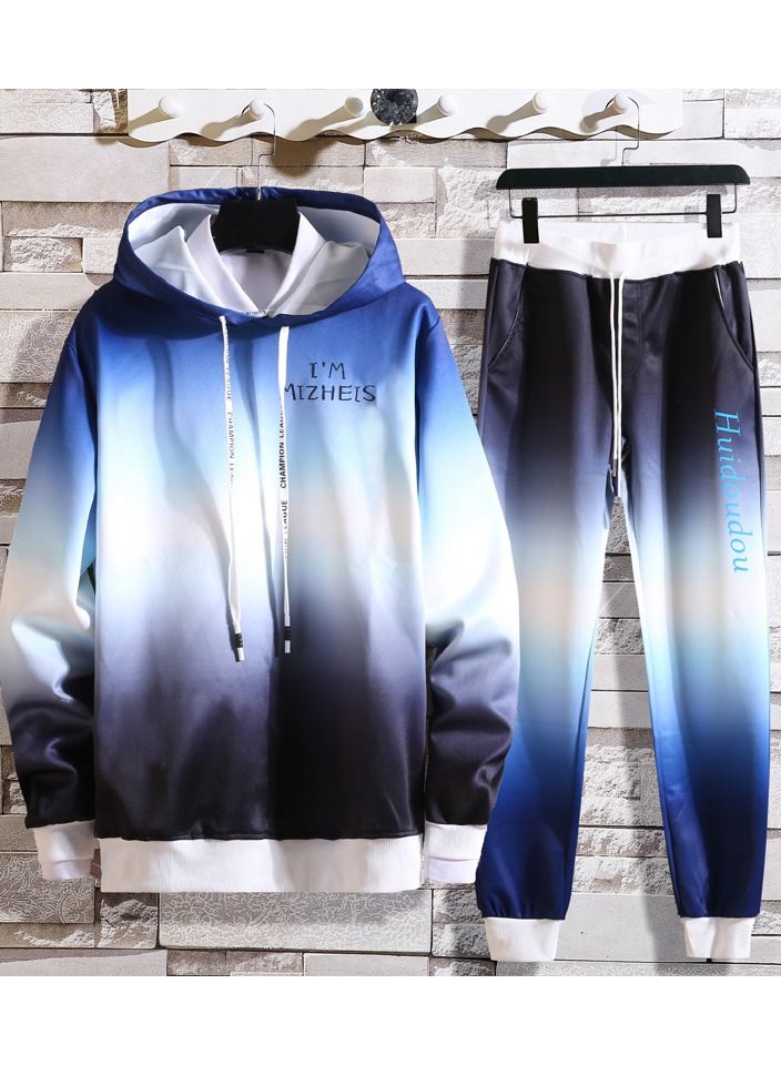 NIBEMINENT Men's Youth Thin Sports Suit Korean Top and Pants Hoodie  - Image 1