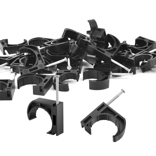 TAVONUXT 100 PCS 12 Half Clamps JHook with Nails for PEX Copper CPVC TubingPipe Support Heavy Duty Pipe Support Clamps Durable Black JHooks for Secure Installation by Tavonuxt - Image 1