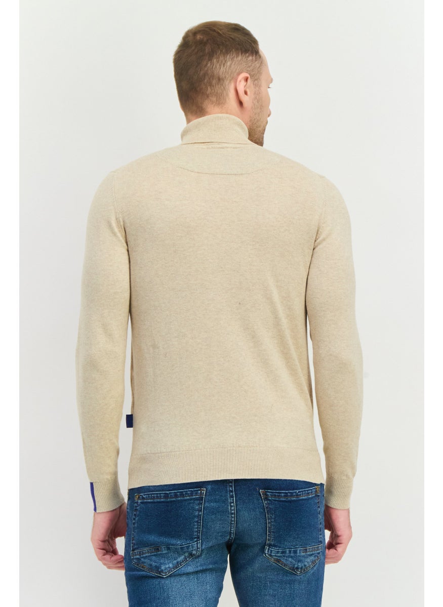 GAS Men Turtle Neck Knitted Long Sleeve Sweaters, Beige  - Image 2