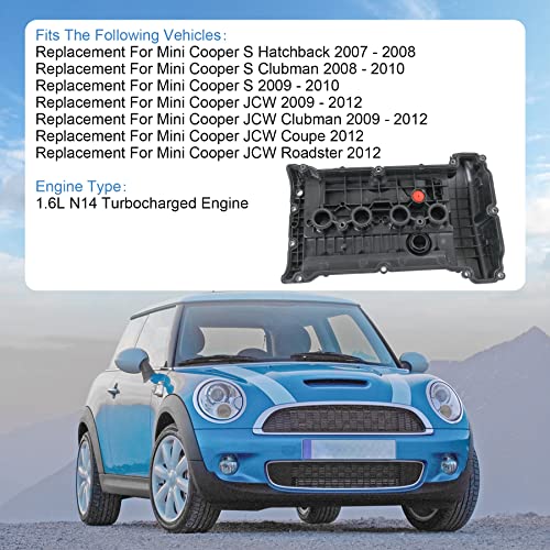 JDMSPEED New Engine Valve Cover Gasket Set Replacement for Mini Cooper S JCW R58 R59 R55 R56 R57 1.6L N14 Turbocharged Engine Replace 11127646555, 11127561714, 11127572854, 11127585907, 11127572851 - Image 2