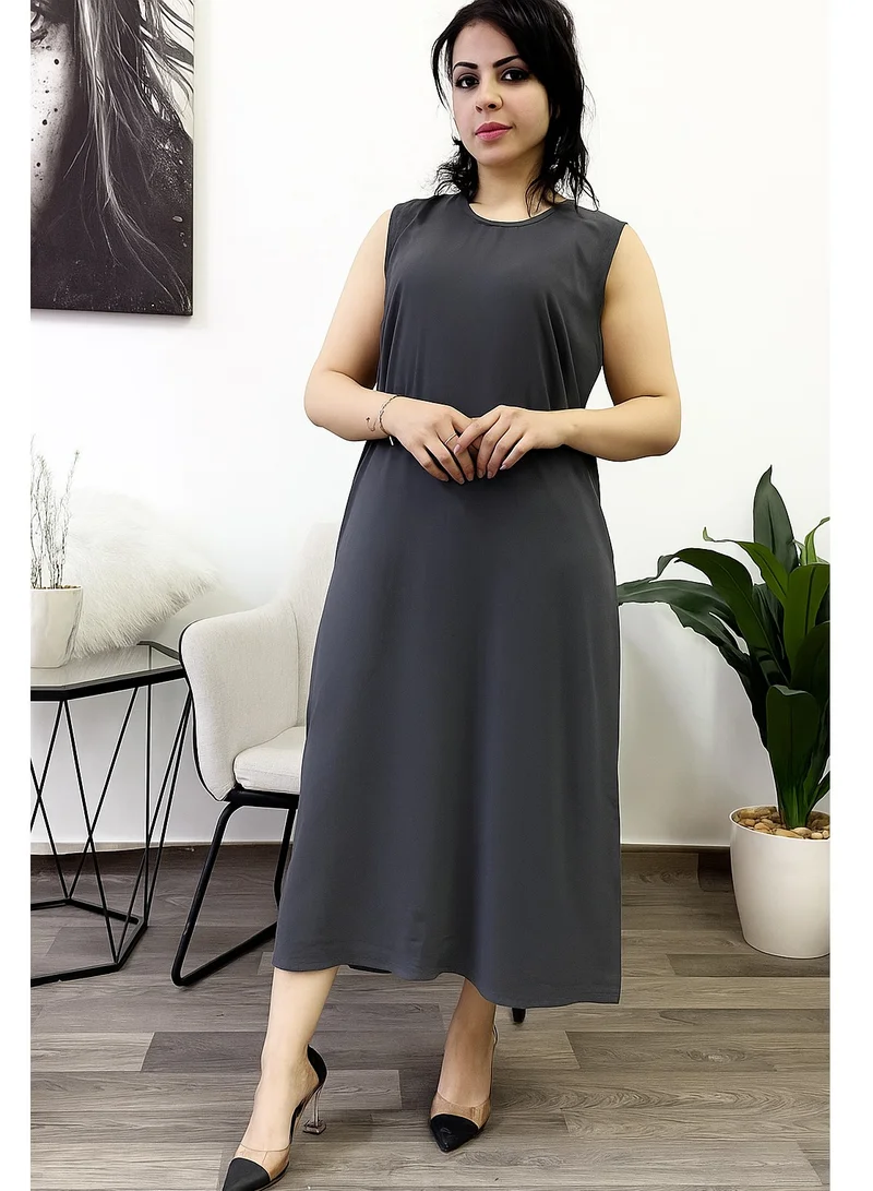 FASHION LINE Round-Neck Sleeve Less Fustan Grey