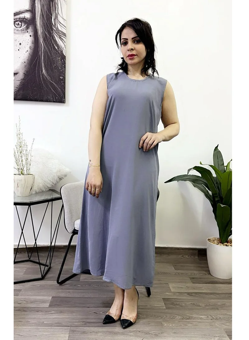 FASHION LINE Round-Neck Sleeve Less Fustan Grey