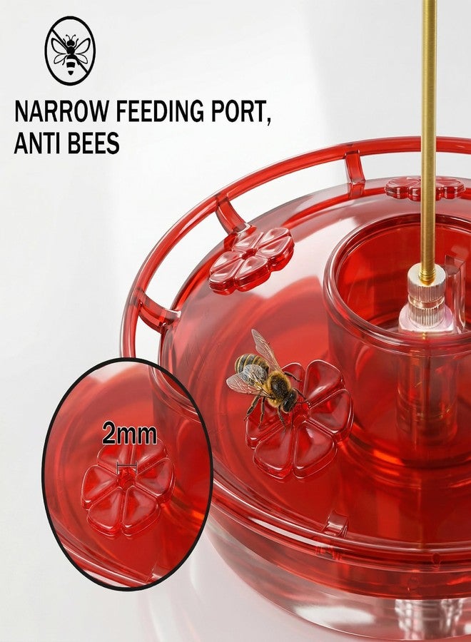 eWonLife Clear Ruby Hummingbird Feeders for Outdoors, 2 Pack 16OZ Leak Proof Saucer Humming Bird Feeder with Integrated Ant Moat, Bee Proof 5 Feeding Ports, Brush, Hanging Garden Decor for Mom - Image 3