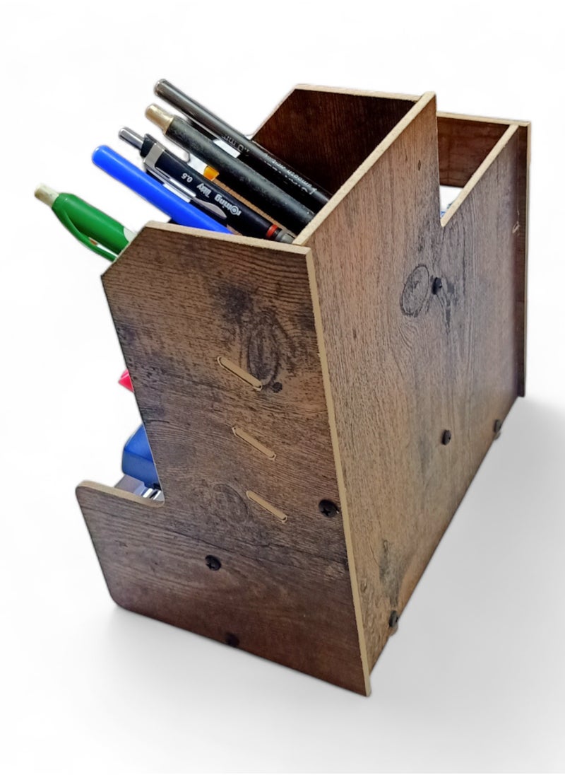 Generic Wooden Desk Organizer, Desk Organizer with Drawer, Multifunctional Desk Pen Holder, Pen Holder for Office Home School Pens (Beige)  - Image 5