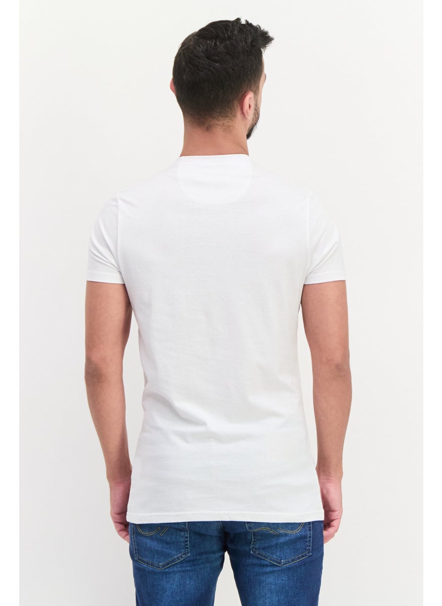 Canadian Peak - Men Crew Neck Short Sleeve Embroidered T Shirt, White Combo - Image 1