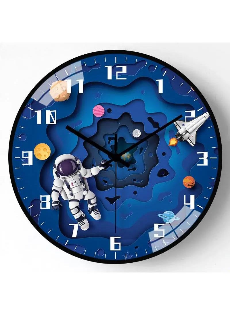 YQbest - 14 Inch Wall Clock Space Exploration Astronaut Spaceship Clocks For Children Bedroom Living Room Home Decor - Image 1