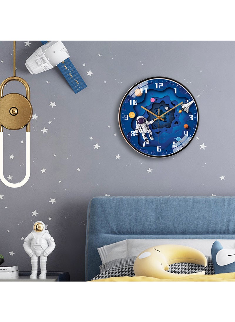 YQbest - 14 Inch Wall Clock Space Exploration Astronaut Spaceship Clocks For Children Bedroom Living Room Home Decor - Image 1