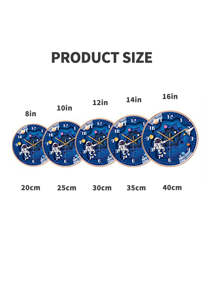 YQbest - 14 Inch Wall Clock Space Exploration Astronaut Spaceship Clocks For Children Bedroom Living Room Home Decor - Image 1
