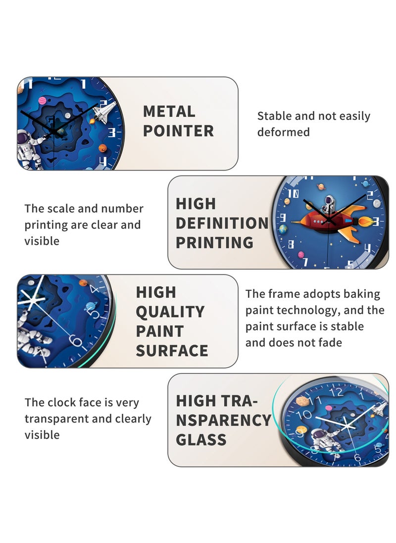 YQbest - 14 Inch Wall Clock Space Exploration Astronaut Spaceship Clocks For Children Bedroom Living Room Home Decor - Image 1