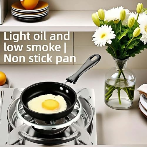 FANBODTA 4.7inch Mini Non-Tick Egg Pan - 5-Layer Coating, Dishwasher Safe, Gas/Induction Compatible Small Frying Pan for Omelet, Pancake, Oven & Dishwasher Safe - Perfect for Camping & RV (Black) - Image 3