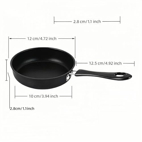 FANBODTA 4.7inch Mini Non-Tick Egg Pan - 5-Layer Coating, Dishwasher Safe, Gas/Induction Compatible Small Frying Pan for Omelet, Pancake, Oven & Dishwasher Safe - Perfect for Camping & RV (Black) - Image 2
