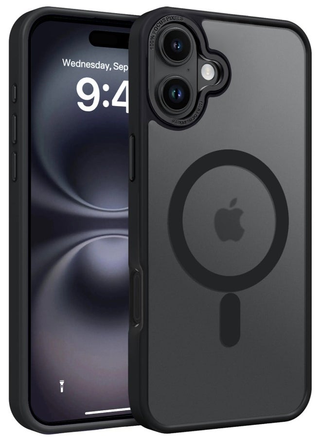 Generic iPhone 16 Plus MagSafe Case Magnetic Back Cover,【Full Shockproof Protection】Translucent Matte Back, Slim Phone Cover with Strong Magnet for Apple 16 Plus (2024)(Black)  - Image 1