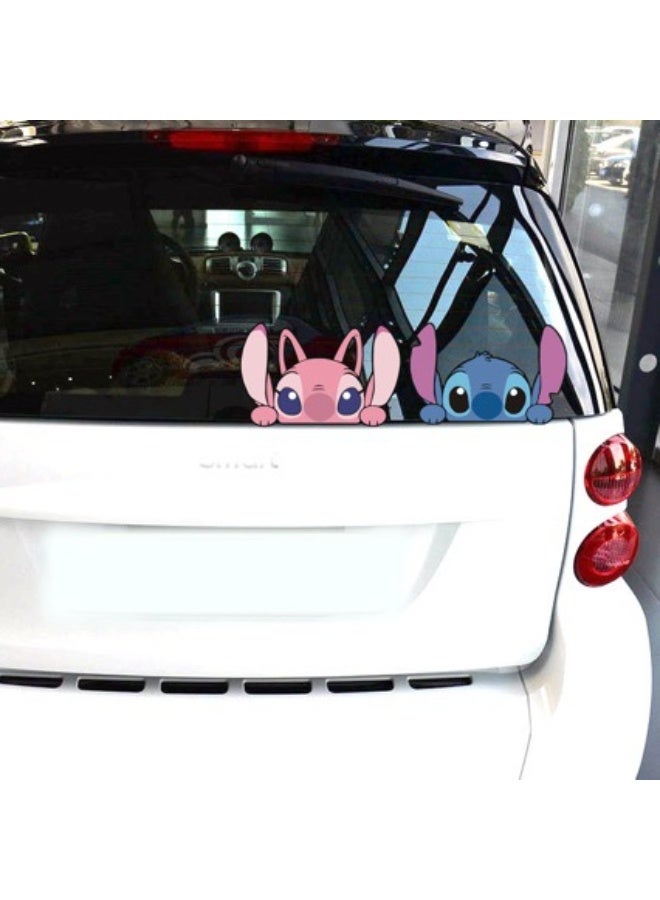 2 pieces of Stitch cartoon stickers car stickers cute pink and blue Stitch 19cm*12cm - Image 1