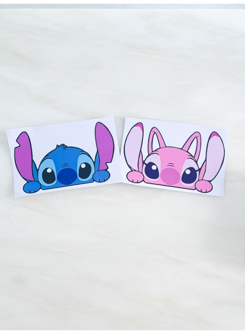 2 pieces of Stitch cartoon stickers car stickers cute pink and blue Stitch 19cm*12cm - Image 5
