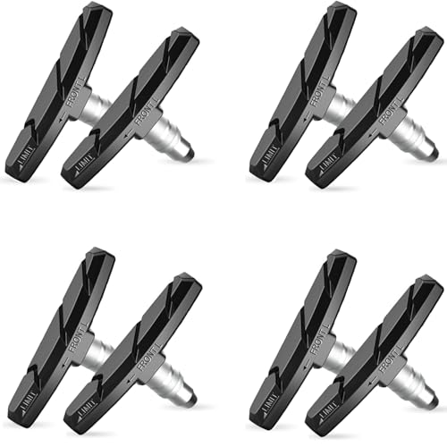 Alritz Bike Brake Pads Set, 4 Pairs Road Mountain Bicycle V-Brake Blocks Shoes with Hex Nut and Shims, No Noise No Skid, 70mm (Black) - Image 1