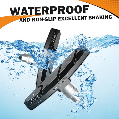 Alritz Bike Brake Pads Set, 4 Pairs Road Mountain Bicycle V-Brake Blocks Shoes with Hex Nut and Shims, No Noise No Skid, 70mm (Black) - Image 4