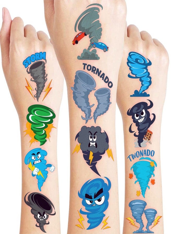 91TATTOOS 96 PCS Cute Tornado Temporary Tattoos for Kids - Image 1