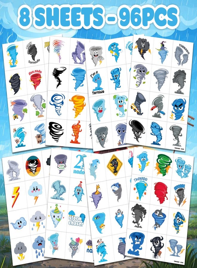 91TATTOOS 96 PCS Cute Tornado Temporary Tattoos for Kids - Image 3